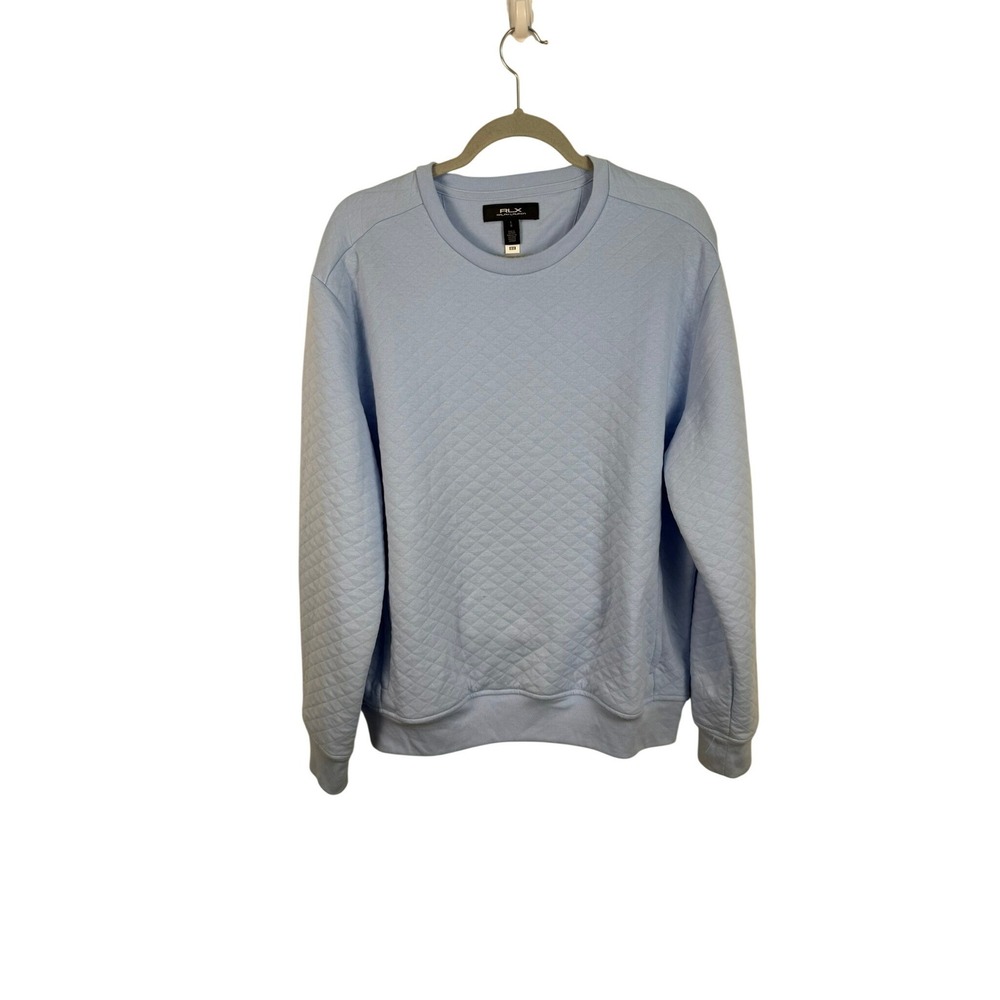 RLX Ralph Lauren Mens Blue Diamond Quilted Crew Neck Sweatshirt Large L